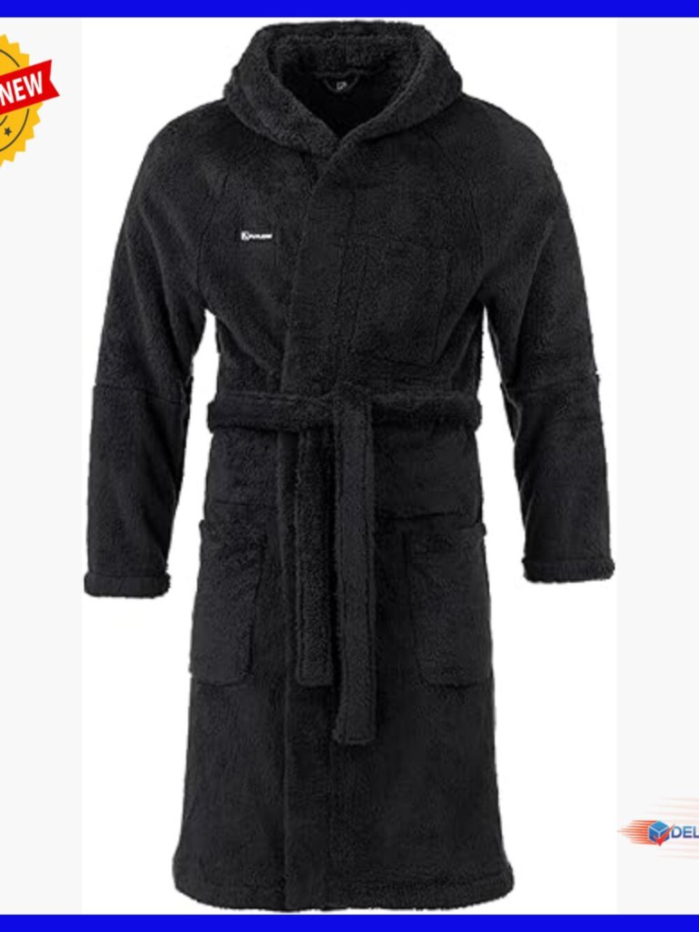 Plush High-Pile Fleece Bathrobe with Stretch Pockets for Ski Lodge